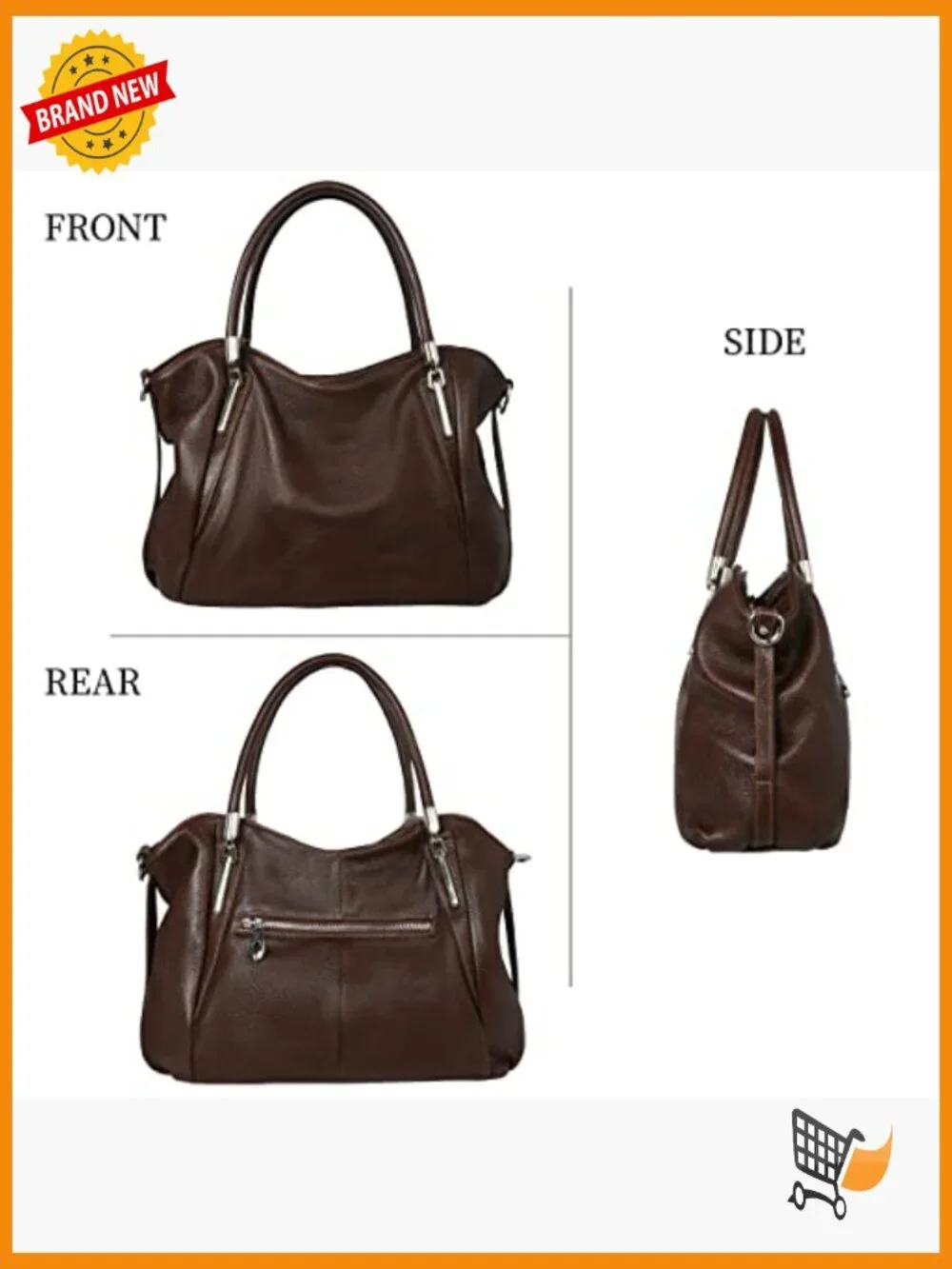 Genuine Leather Hobo Satchel Handbag Crossbody Tote Purse